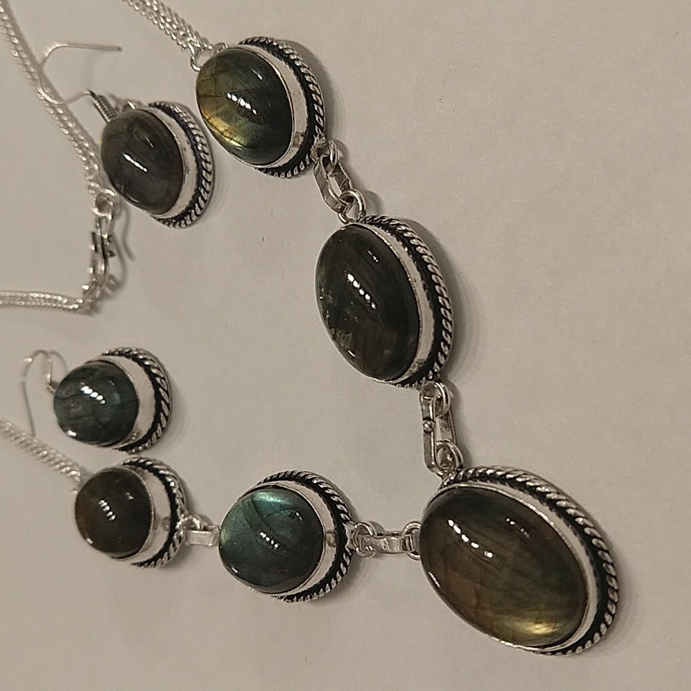 Labradorite necklace and earrings